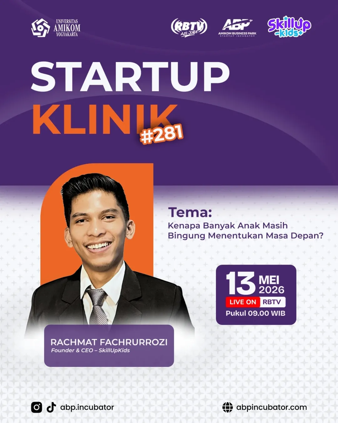 Event Starup Clinic #281: Kenapa Banyak Anak Masih Bigung Menentukan Masa Depan?